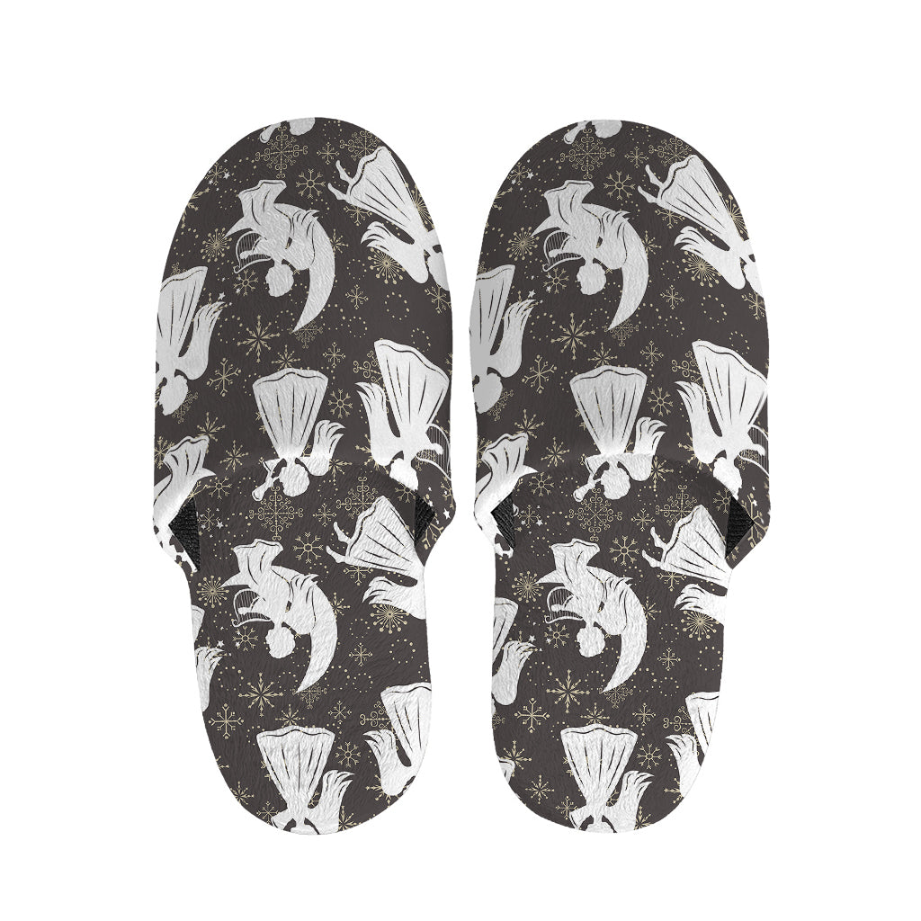 Angel And Snowflake Pattern Print Slippers
