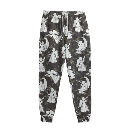 Angel And Snowflake Pattern Print Sweatpants