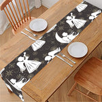 Angel And Snowflake Pattern Print Table Runner