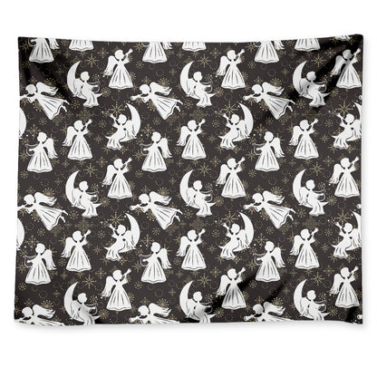 Angel And Snowflake Pattern Print Tapestry