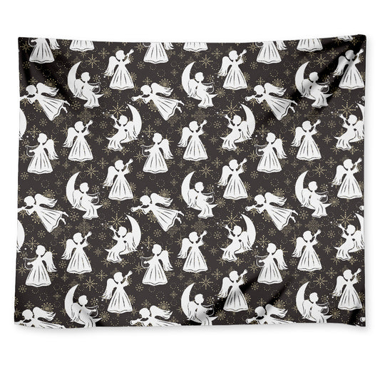 Angel And Snowflake Pattern Print Tapestry
