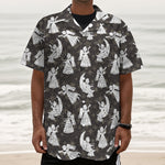 Angel And Snowflake Pattern Print Textured Short Sleeve Shirt