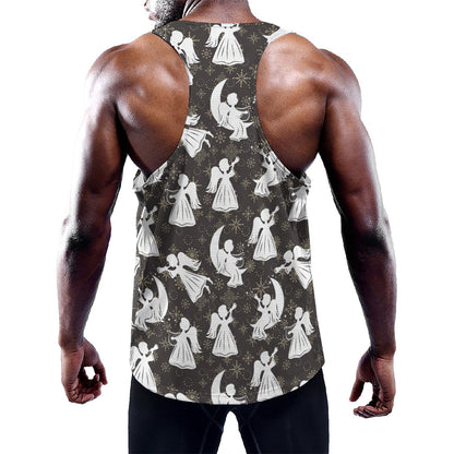 Angel And Snowflake Pattern Print Training Tank Top