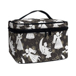 Angel And Snowflake Pattern Print Travel Makeup Bag