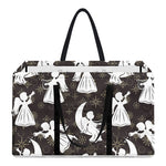Angel And Snowflake Pattern Print Utility Tote Bag