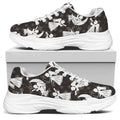 Angel And Snowflake Pattern Print White Chunky Shoes