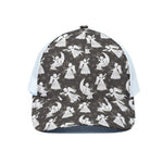 Angel And Snowflake Pattern Print White Mesh Trucker Cap