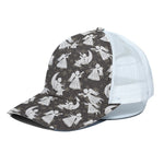 Angel And Snowflake Pattern Print White Mesh Trucker Cap