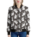 Angel And Snowflake Pattern Print Women's Bomber Jacket
