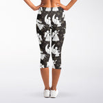 Angel And Snowflake Pattern Print Women's Capri Leggings