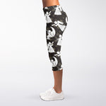 Angel And Snowflake Pattern Print Women's Capri Leggings