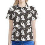 Angel And Snowflake Pattern Print Women's Polo Shirt