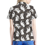 Angel And Snowflake Pattern Print Women's Polo Shirt
