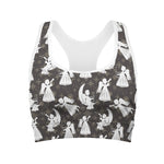 Angel And Snowflake Pattern Print Women's Sports Bra
