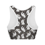 Angel And Snowflake Pattern Print Women's Sports Bra