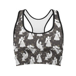 Angel And Snowflake Pattern Print Women's Sports Bra