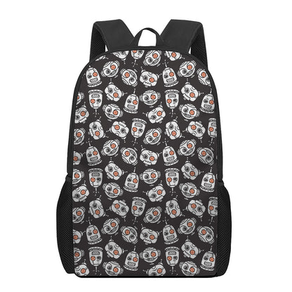 Angry Robot Pattern Print 17 Inch Backpack