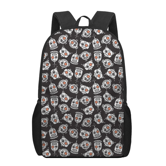 Angry Robot Pattern Print 17 Inch Backpack