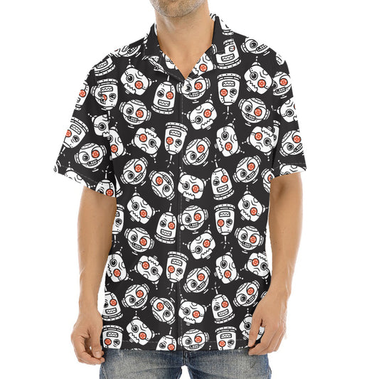 Angry Robot Pattern Print Aloha Shirt