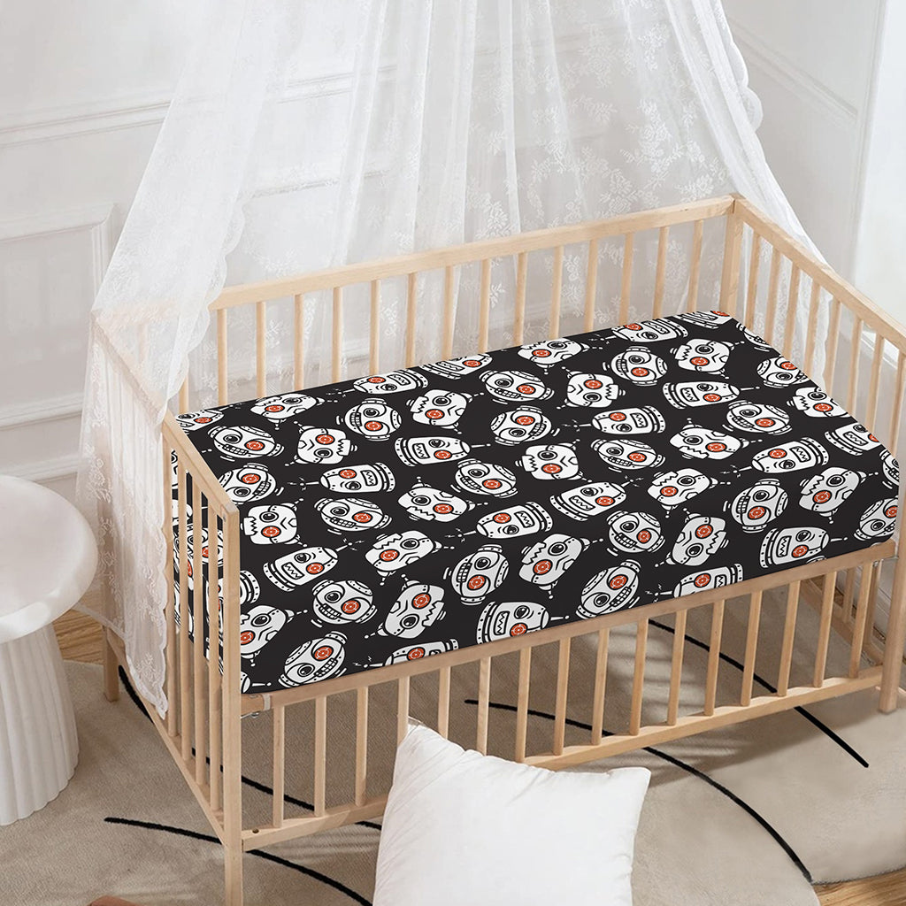Angry Robot Pattern Print Baby Crib Sheet