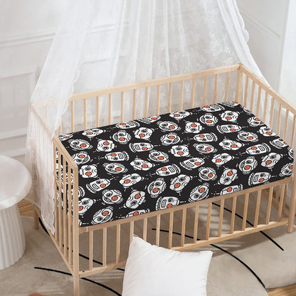 Angry Robot Pattern Print Baby Crib Sheet