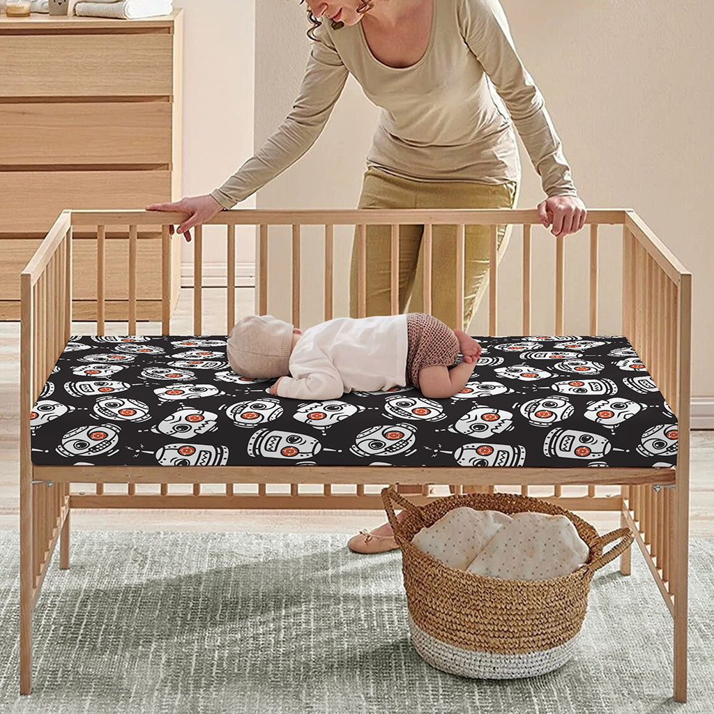 Angry Robot Pattern Print Baby Crib Sheet