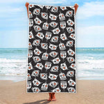 Angry Robot Pattern Print Beach Towel