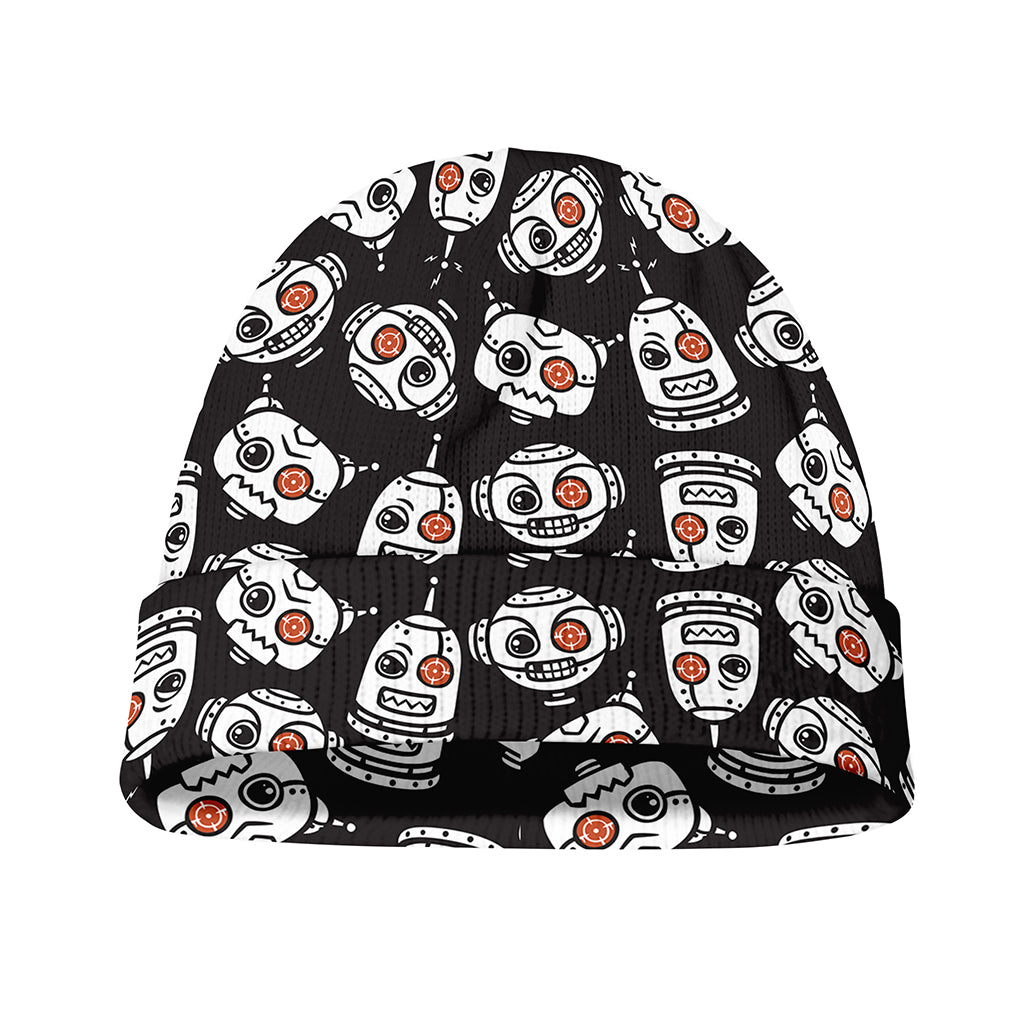 Angry Robot Pattern Print Beanie