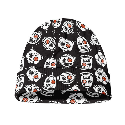 Angry Robot Pattern Print Beanie