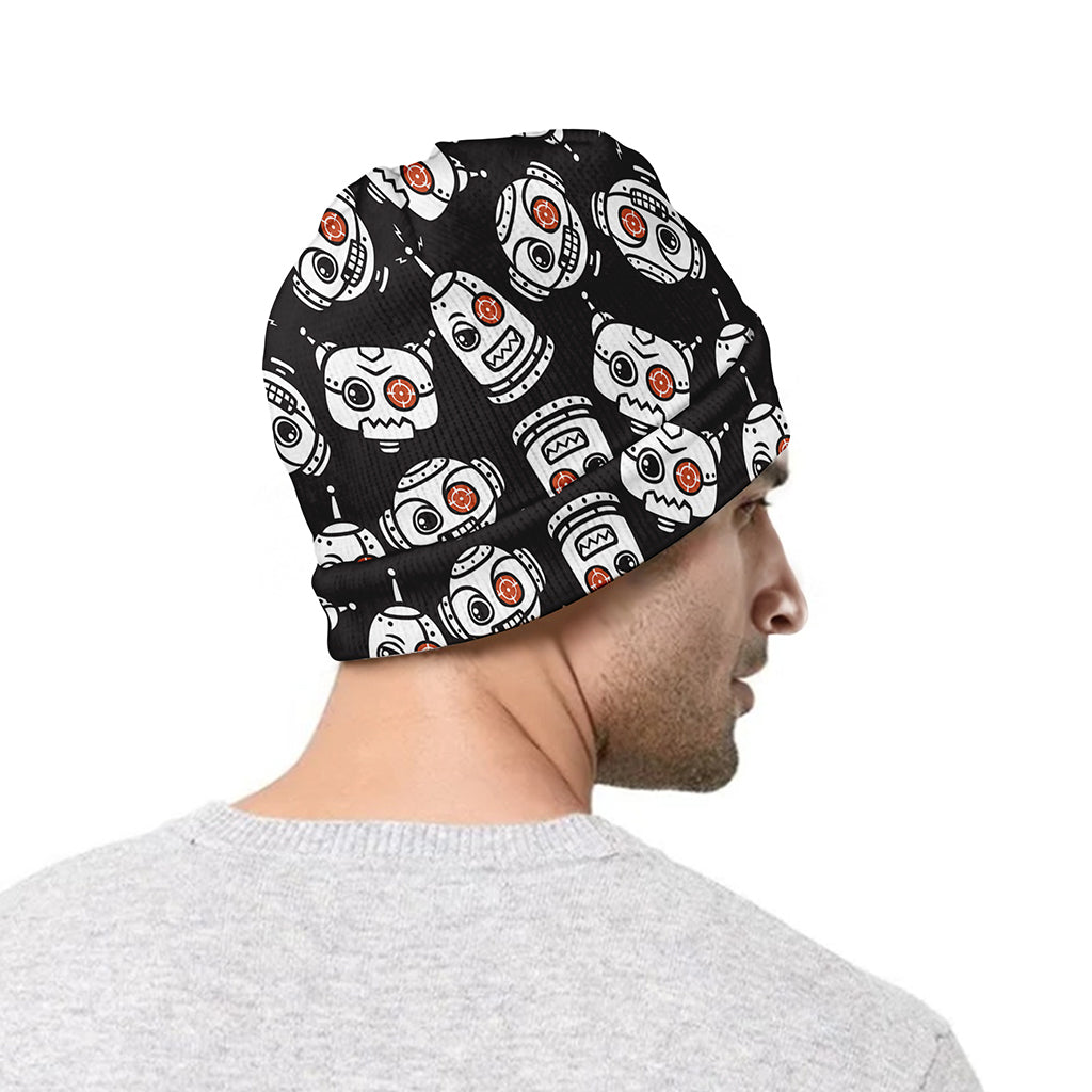Angry Robot Pattern Print Beanie