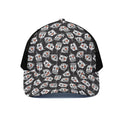 Angry Robot Pattern Print Black Mesh Trucker Hat