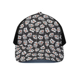 Angry Robot Pattern Print Black Mesh Trucker Cap