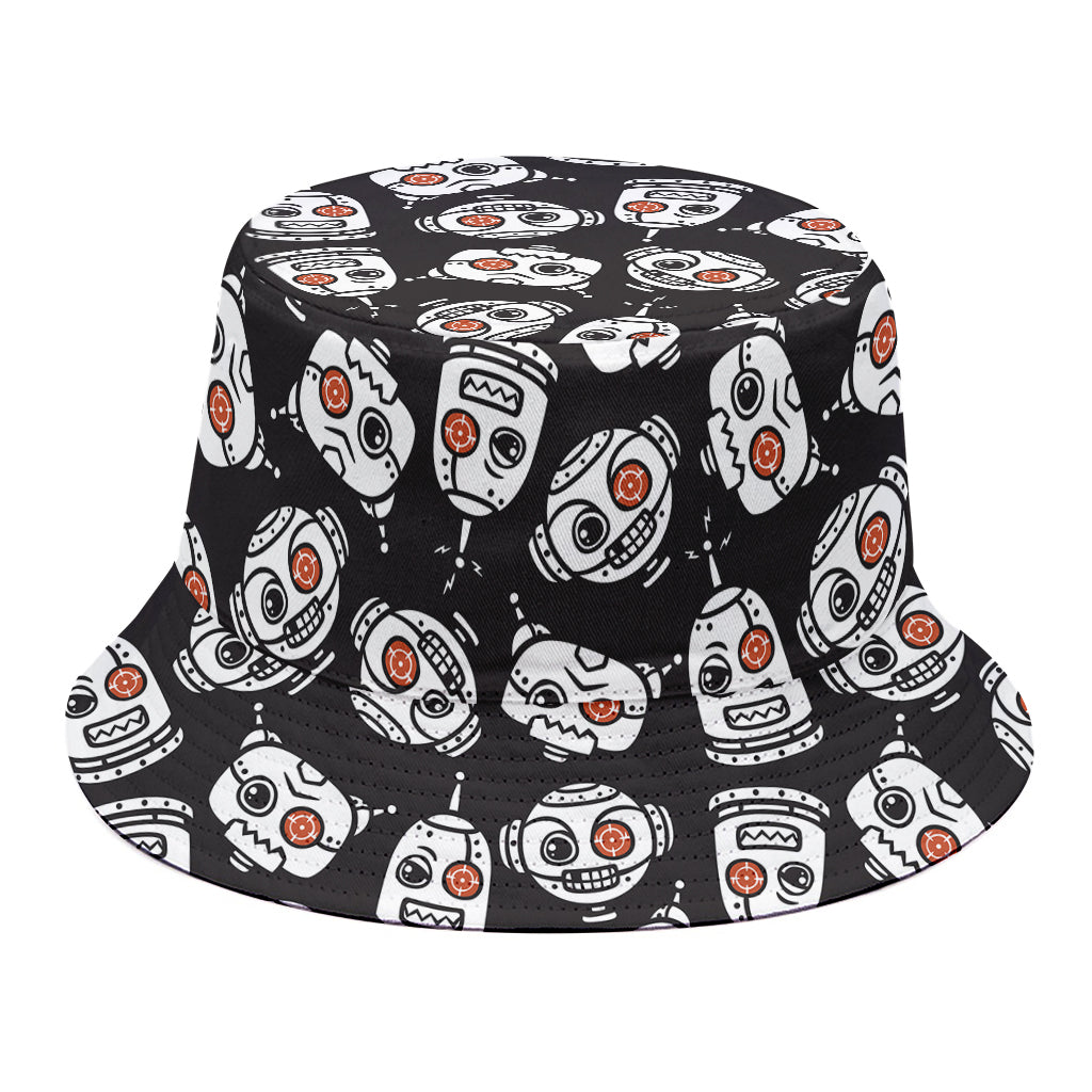 Angry Robot Pattern Print Bucket Hat