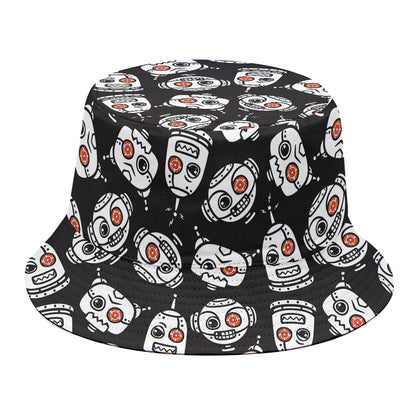 Angry Robot Pattern Print Bucket Hat