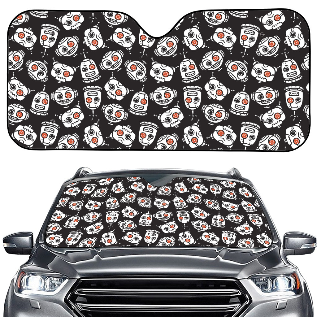 Angry Robot Pattern Print Car Windshield Sun Shade