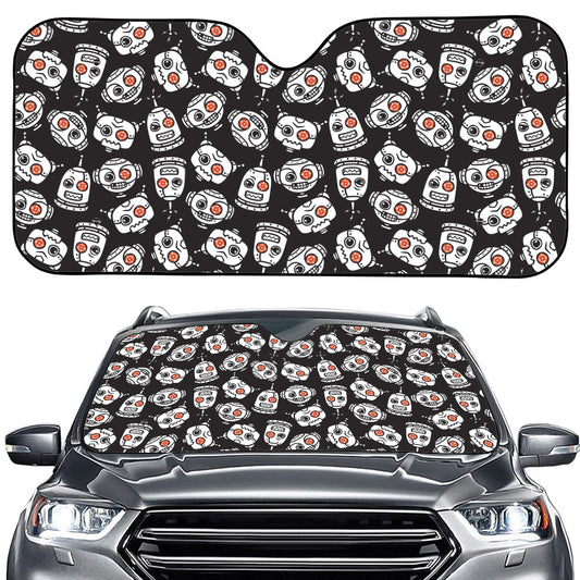 Angry Robot Pattern Print Car Windshield Sun Shade
