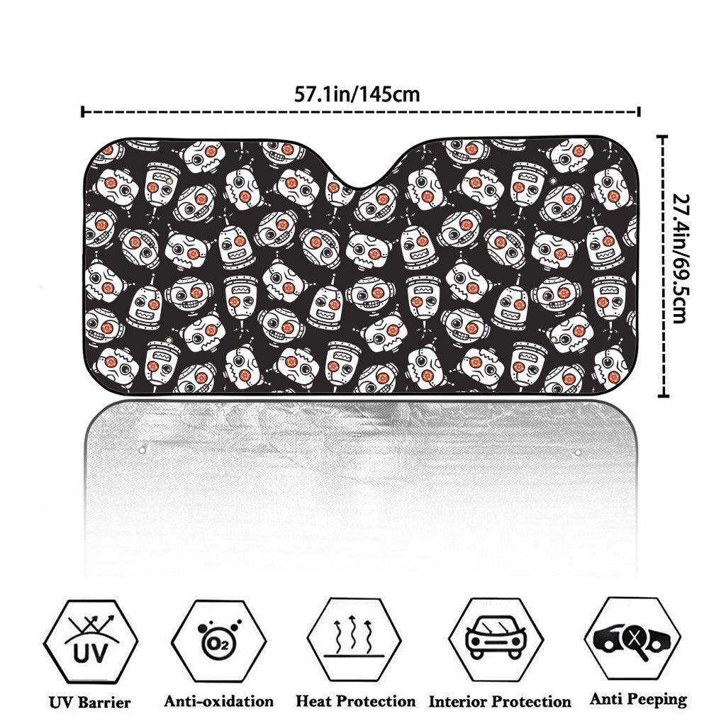 Angry Robot Pattern Print Car Windshield Sun Shade
