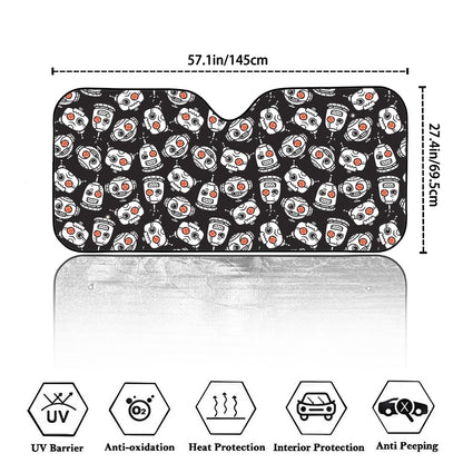 Angry Robot Pattern Print Car Windshield Sun Shade