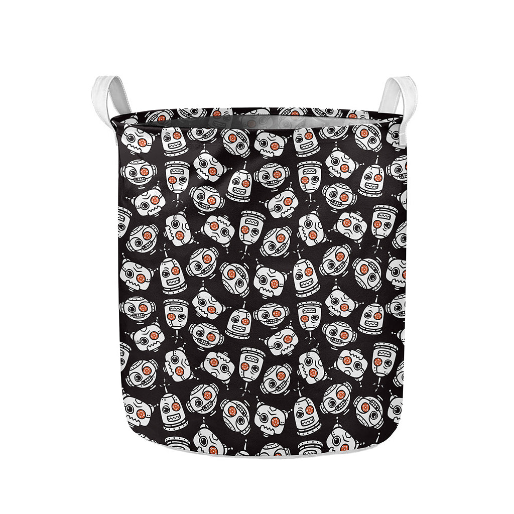 Angry Robot Pattern Print Collapsible Laundry Basket