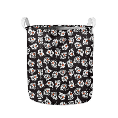 Angry Robot Pattern Print Collapsible Laundry Basket