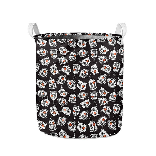 Angry Robot Pattern Print Collapsible Laundry Basket