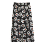Angry Robot Pattern Print Cotton Front Slit Maxi Skirt