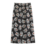 Angry Robot Pattern Print Cotton Front Slit Maxi Skirt