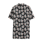 Angry Robot Pattern Print Cotton Hawaiian Shirt
