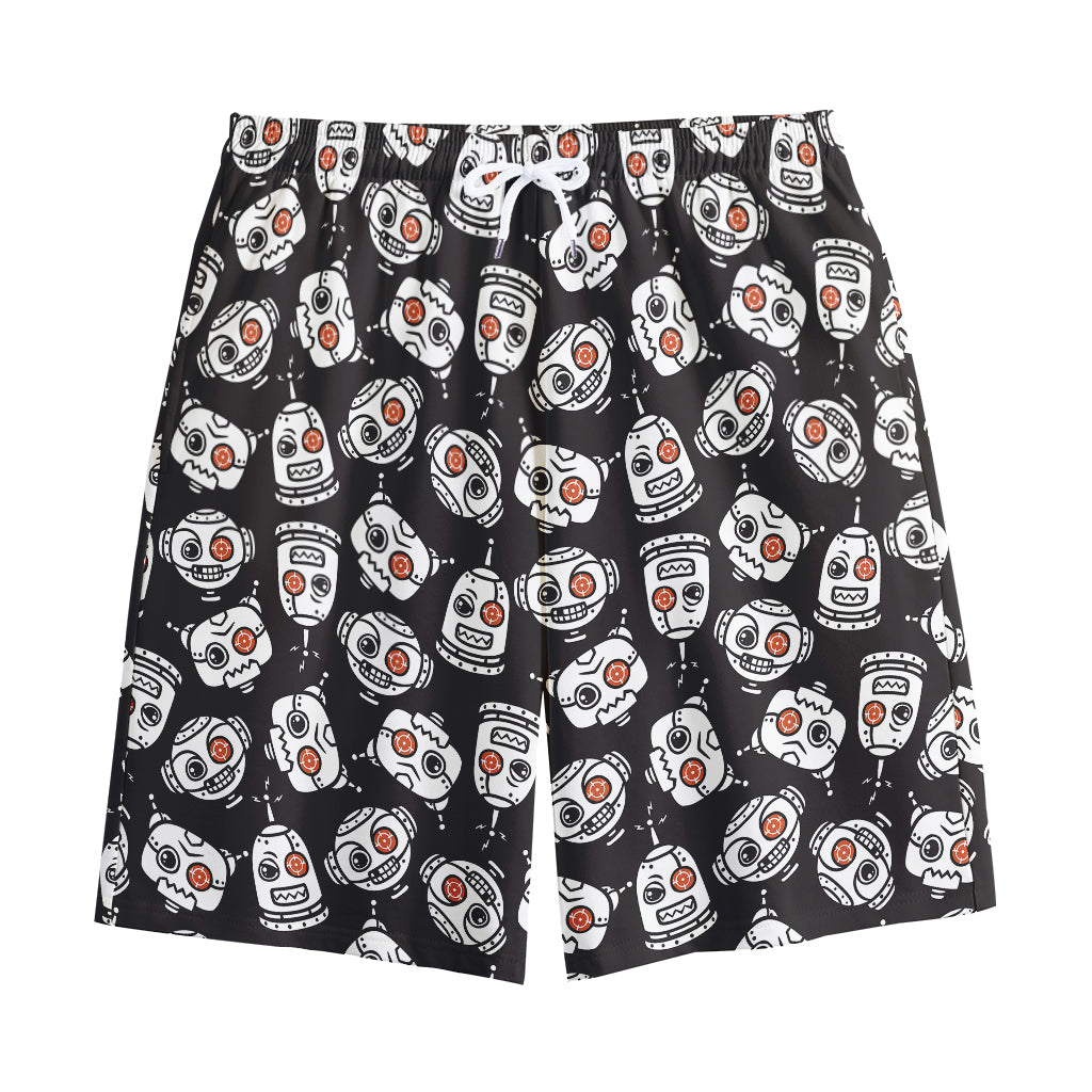 Angry Robot Pattern Print Cotton Shorts