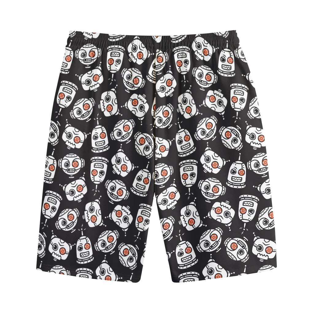 Angry Robot Pattern Print Cotton Shorts
