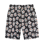 Angry Robot Pattern Print Cotton Shorts