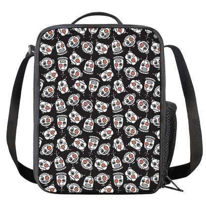 Angry Robot Pattern Print Crossbody Lunch Bag