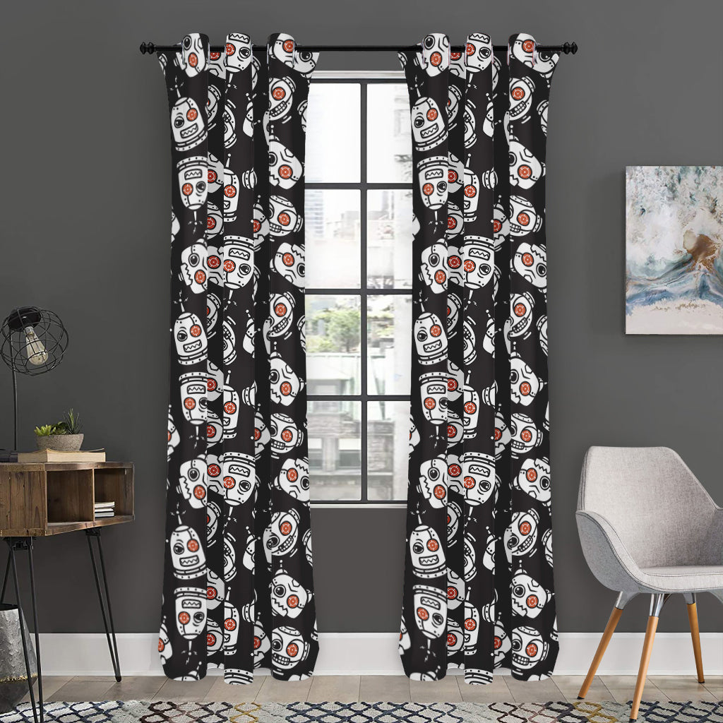 Angry Robot Pattern Print Curtain