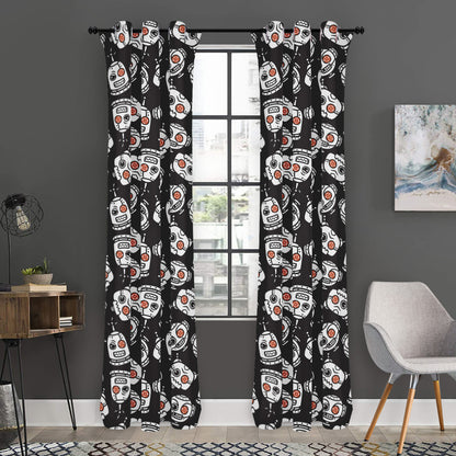 Angry Robot Pattern Print Curtain